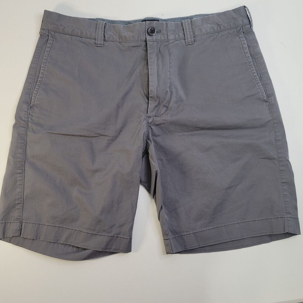 J.Crew Mens Shorts 32"x 9 " Flat Front Chino Casual Classic Stretch Slate Gray